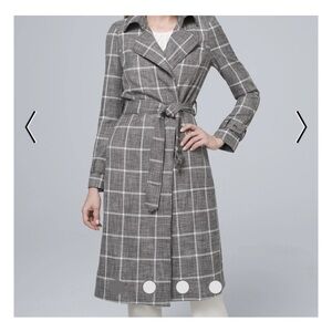 WHBM grey plaid trenchcoat